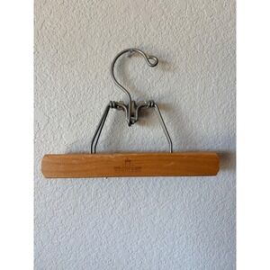 Vintage Harmony House Wooden Pant Skirt Hanger Metal Spring Clamp Felt Lined 8in